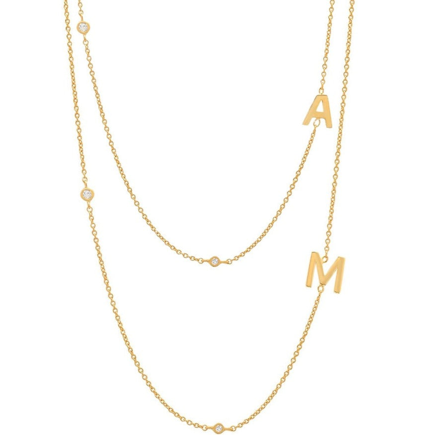 イニシャル&ストーン ネックレス シルバー/ゴールド 【予約商品】