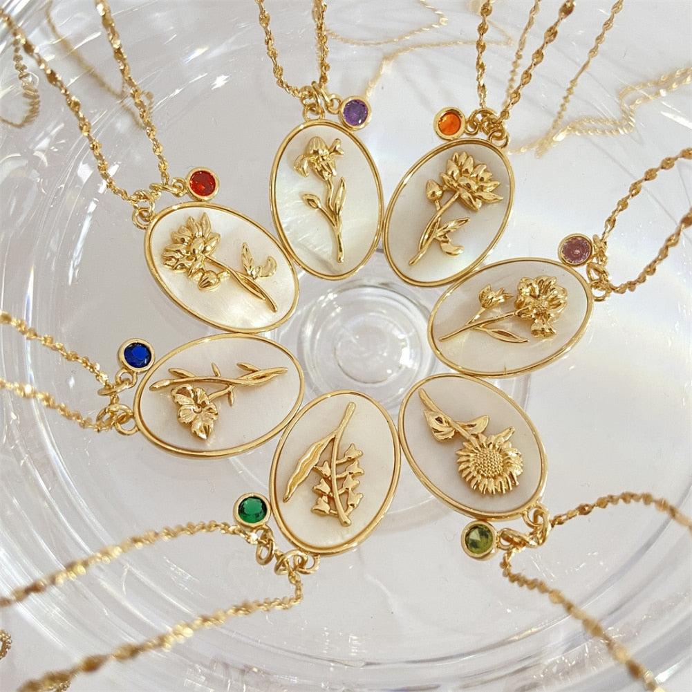 誕生月フラワーモチーフ ネックレス 【予約商品】