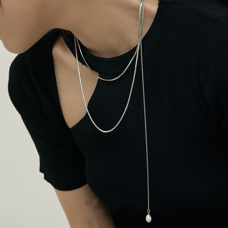 2wayパールロングネックレス シルバー/ゴールド 【予約商品】