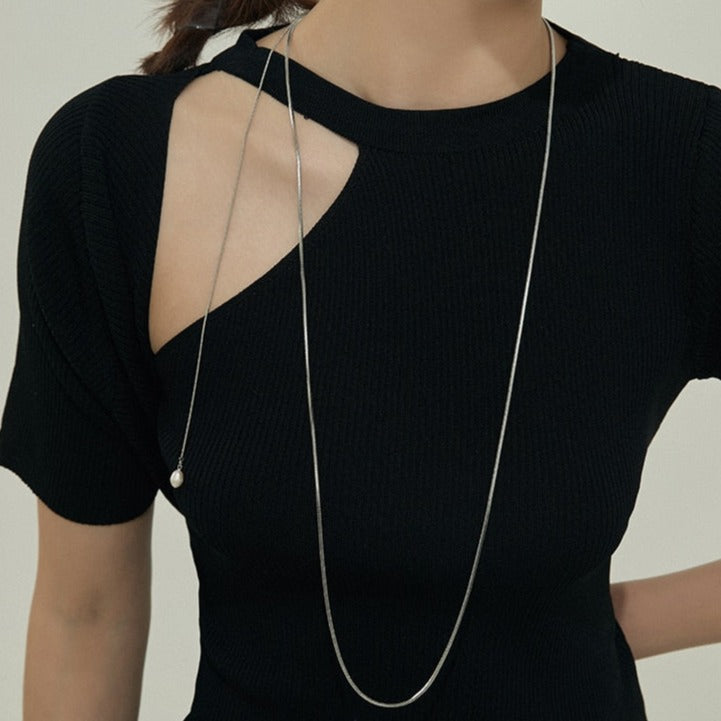 2wayパールロングネックレス シルバー/ゴールド 【予約商品】