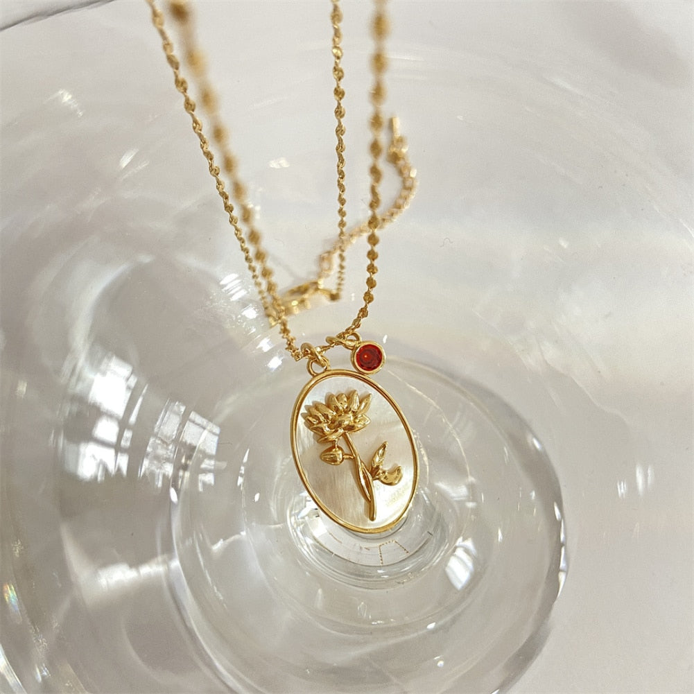誕生月フラワーモチーフ ネックレス 【予約商品】