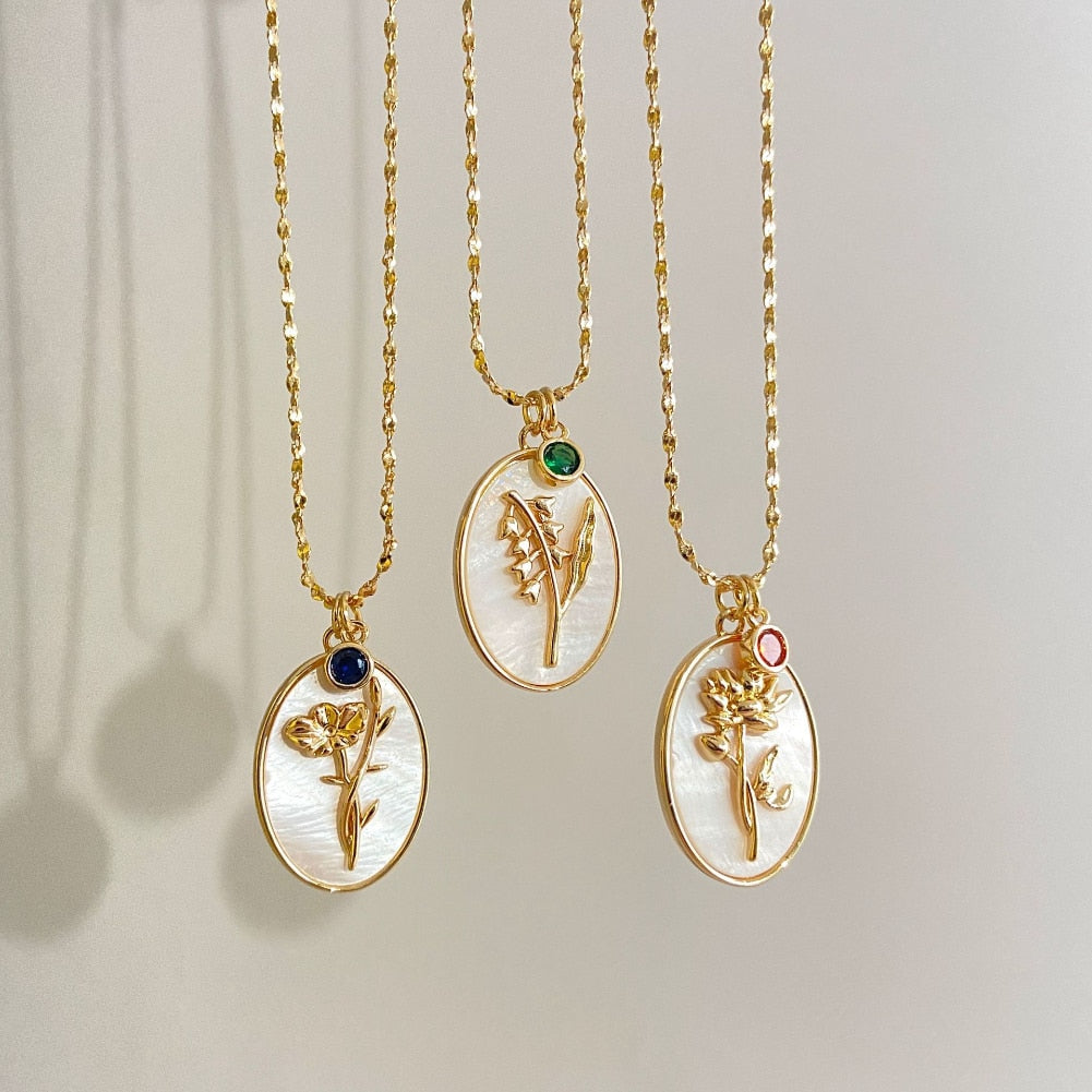 誕生月フラワーモチーフ ネックレス 【予約商品】