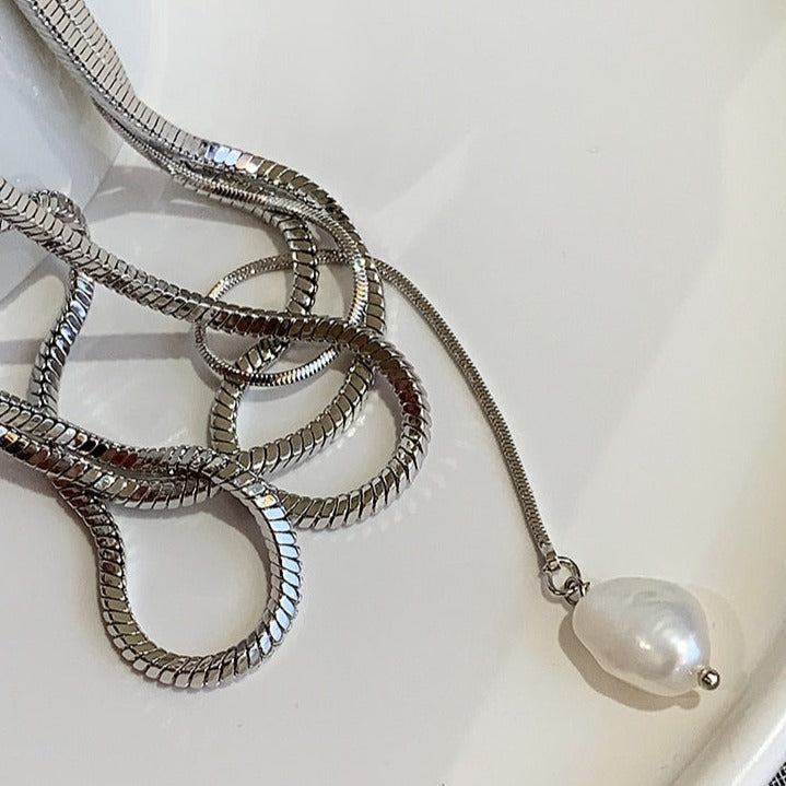 2wayパールロングネックレス シルバー/ゴールド 【予約商品】