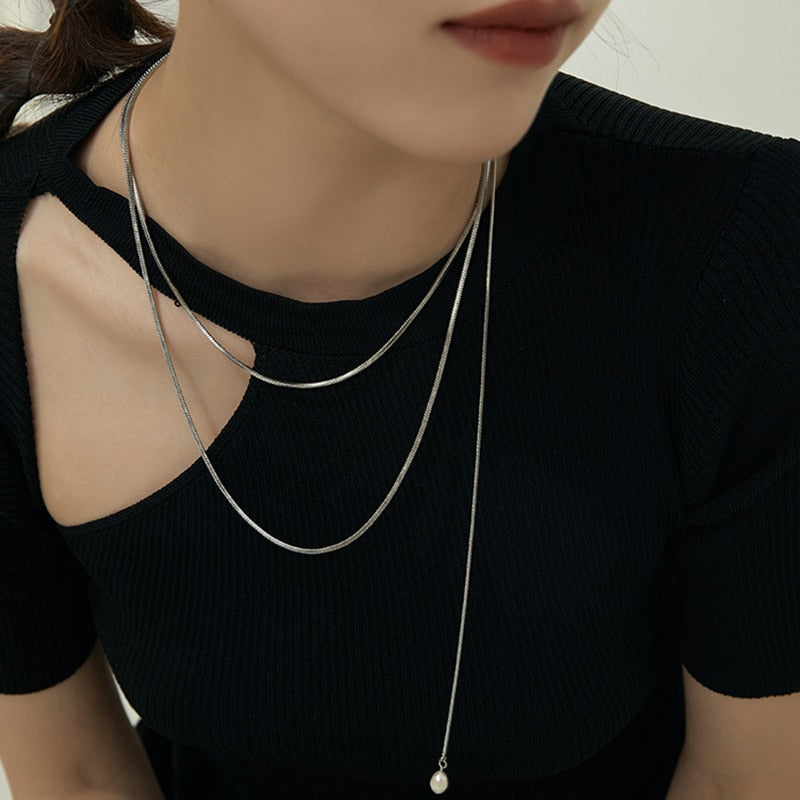 2wayパールロングネックレス シルバー/ゴールド 【予約商品】
