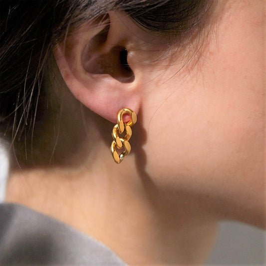 チェーンドロップピアス  3色 【スピード配送】