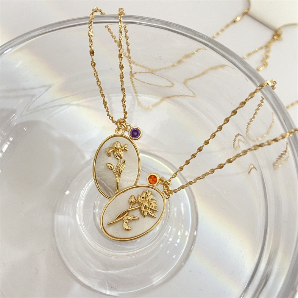 誕生月フラワーモチーフ ネックレス 【予約商品】