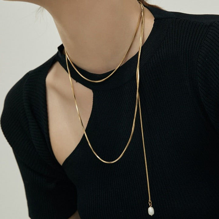 2wayパールロングネックレス シルバー/ゴールド 【予約商品】