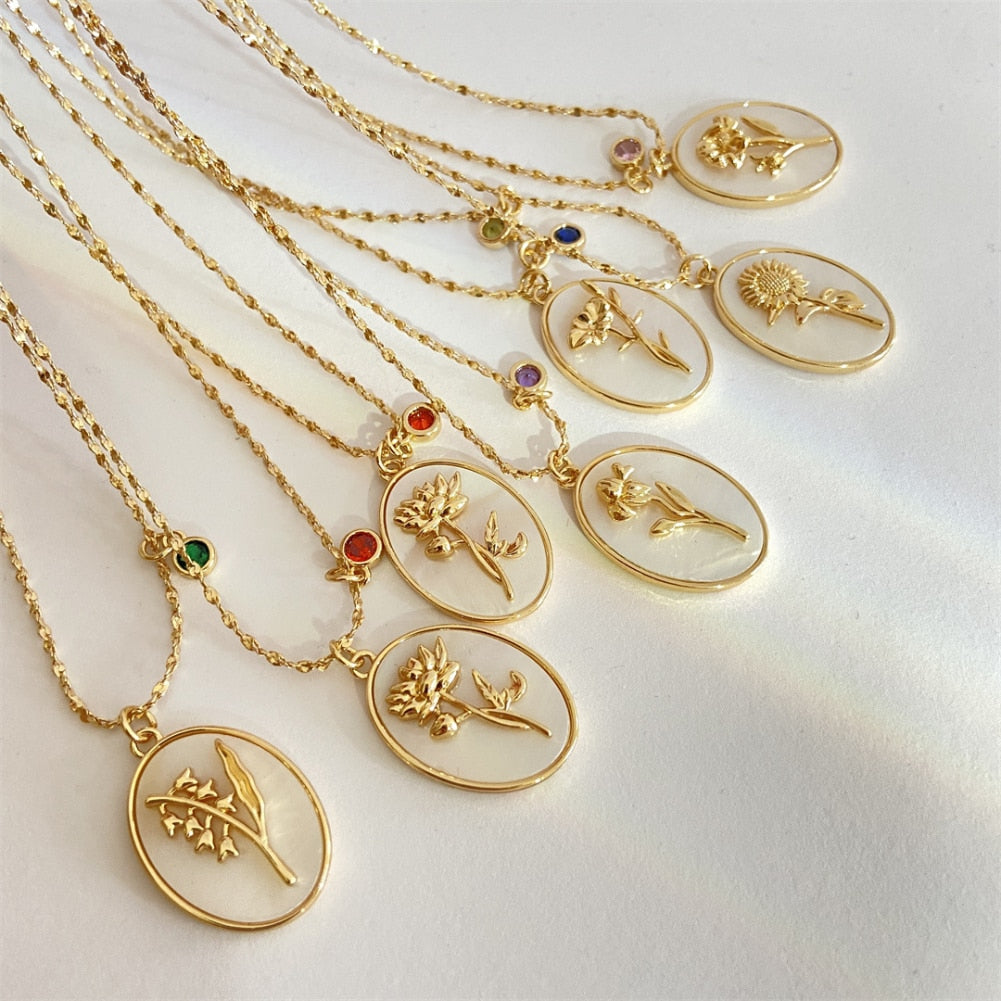 誕生月フラワーモチーフ ネックレス 【予約商品】