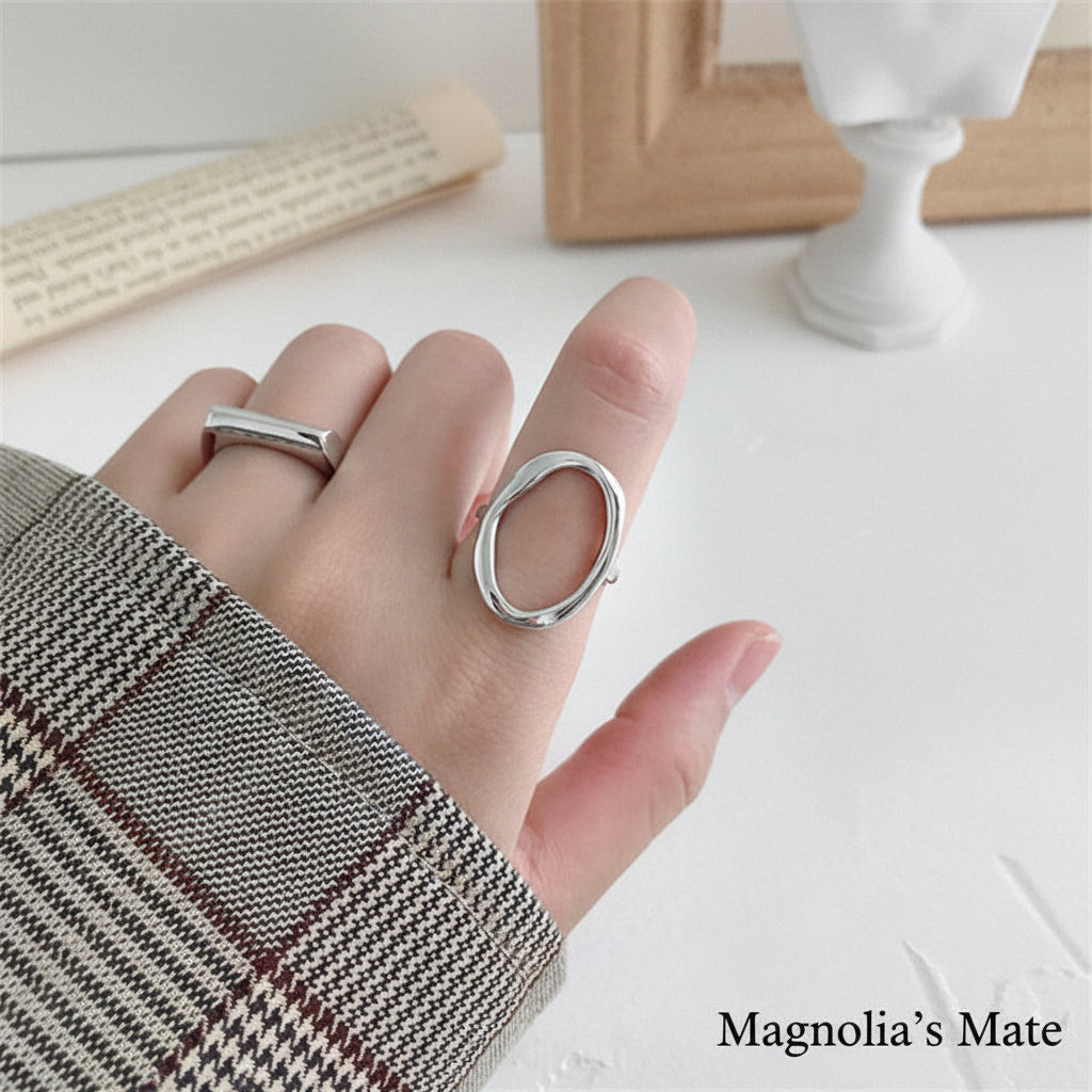 オーバルカクテルリング ゴールド/シルバー 【スピード配送】3月下旬発送予定