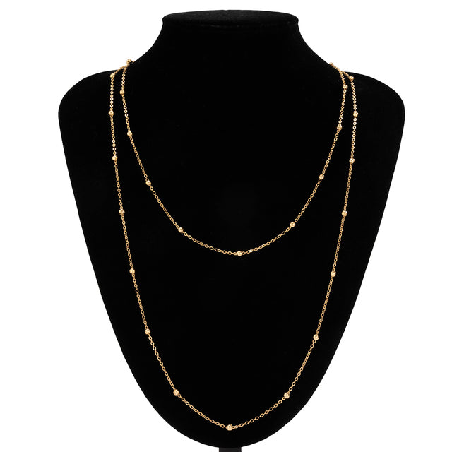 アクセントロングネックレス 2Pセット ゴールド/シルバー 【予約商品】