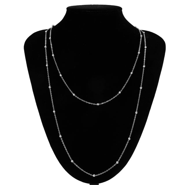 アクセントロングネックレス 2Pセット ゴールド/シルバー 【予約商品】