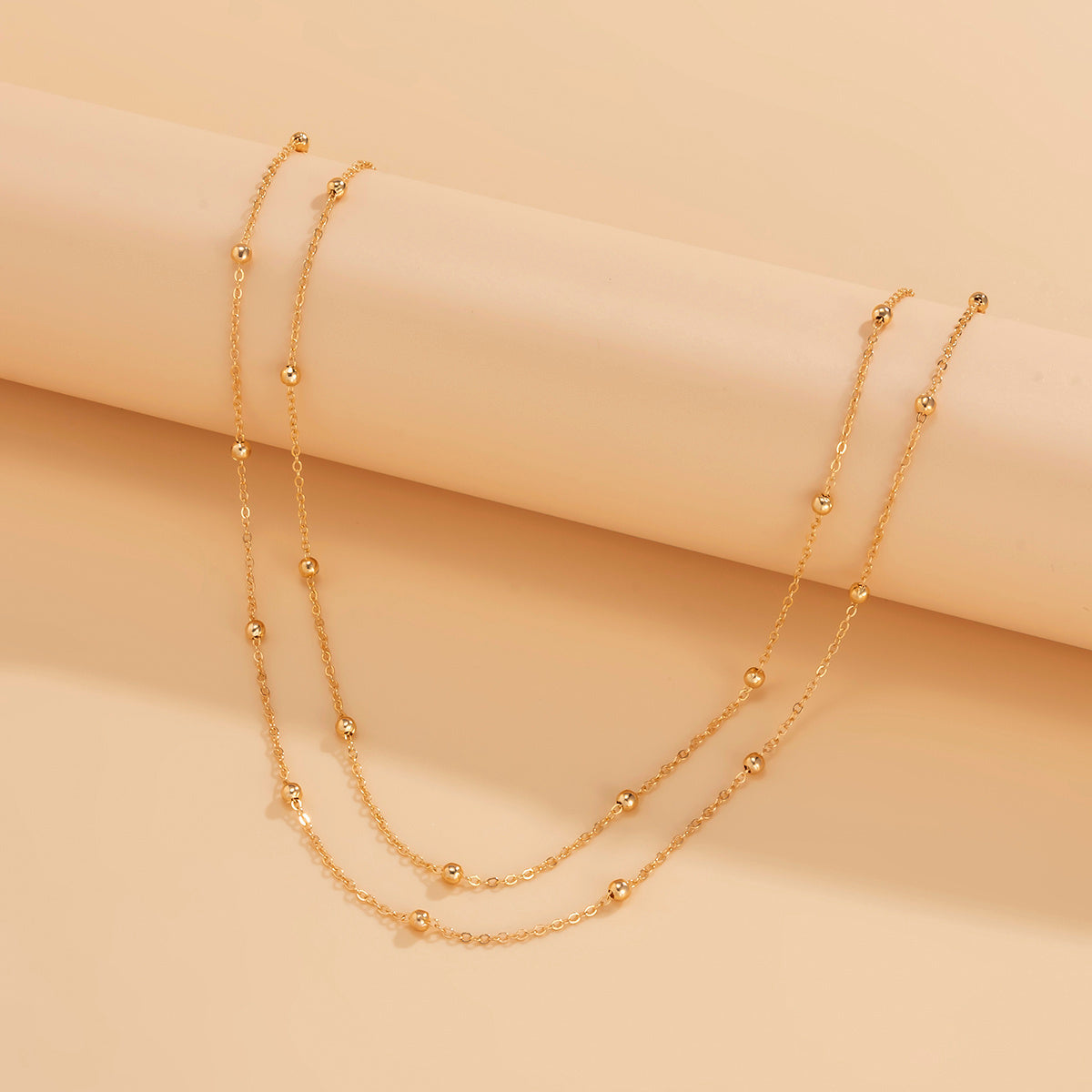 アクセントロングネックレス 2Pセット ゴールド/シルバー 【予約商品】
