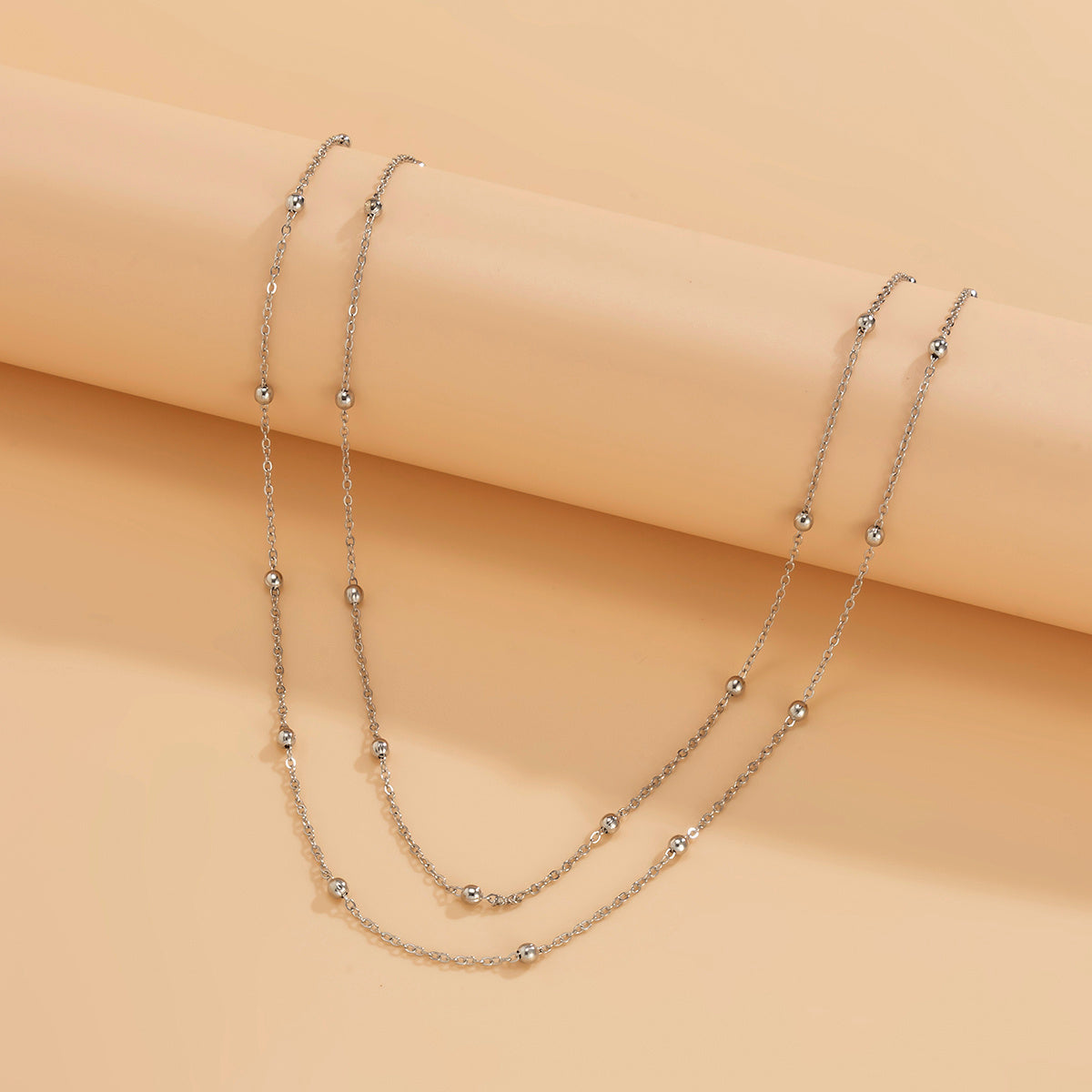 アクセントロングネックレス 2Pセット ゴールド/シルバー 【予約商品】