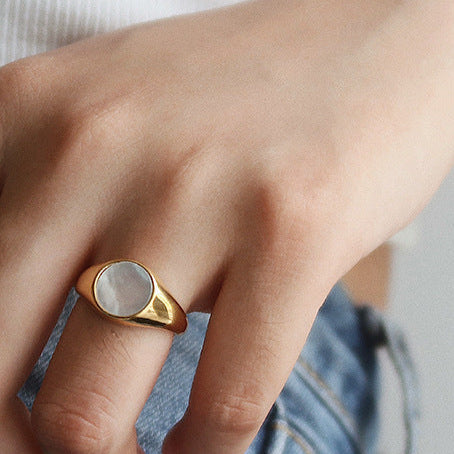 ラウンドインレイシェルリング　ゴールド【スピード配送】