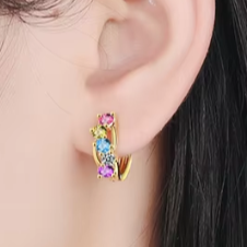 レインボーストーンサークルピアス ゴールド／シルバー【予約商品】