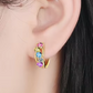 Rainbow Stone Circle Earrings Gold/Silver [Pre-order Item]