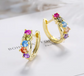 Rainbow Stone Circle Earrings Gold/Silver [Pre-order Item]