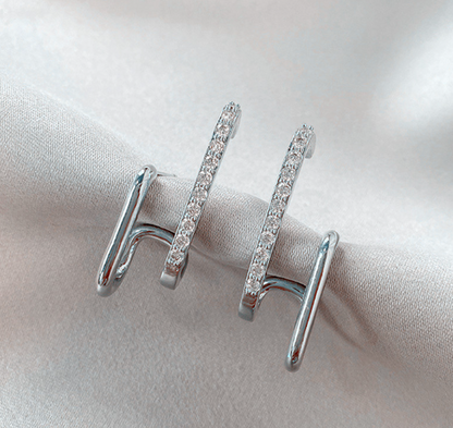 ツインスパークルフープピアス　【スピード配送】