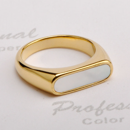 オーバルインレイシェルリング　ゴールド/シルバー【予約商品】