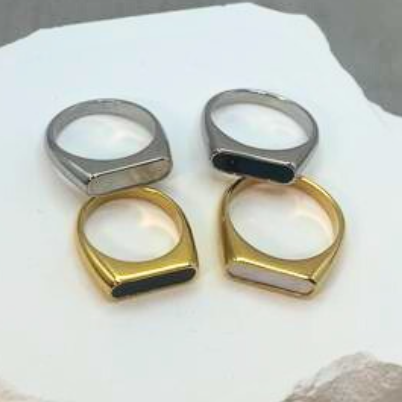 オーバルインレイシェルリング　ゴールド/シルバー【予約商品】
