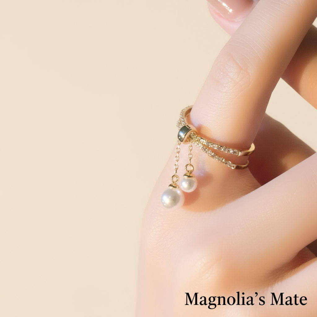 Ribbon Pearl Ring Gold [Fast Shipping]