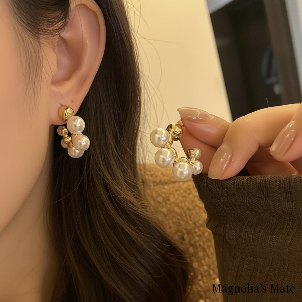 Elegant Bubble Earrings Clear/Pearl [Fast Shipping]