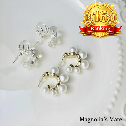 エレガントバブルピアス　クリア／パール　【スピード配送】