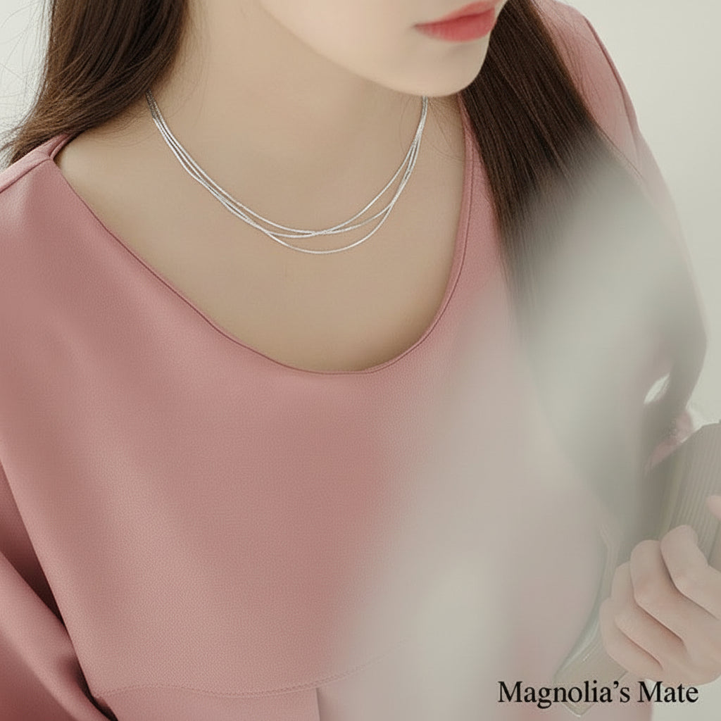 ニュアンスレイヤードネックレス シルバー【予約商品】