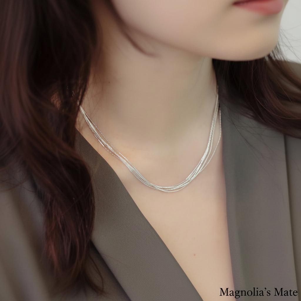 ニュアンスレイヤードネックレス シルバー【予約商品】