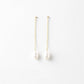 Long chain single freshwater pearl earrings in 3 colors [Pre-order item]