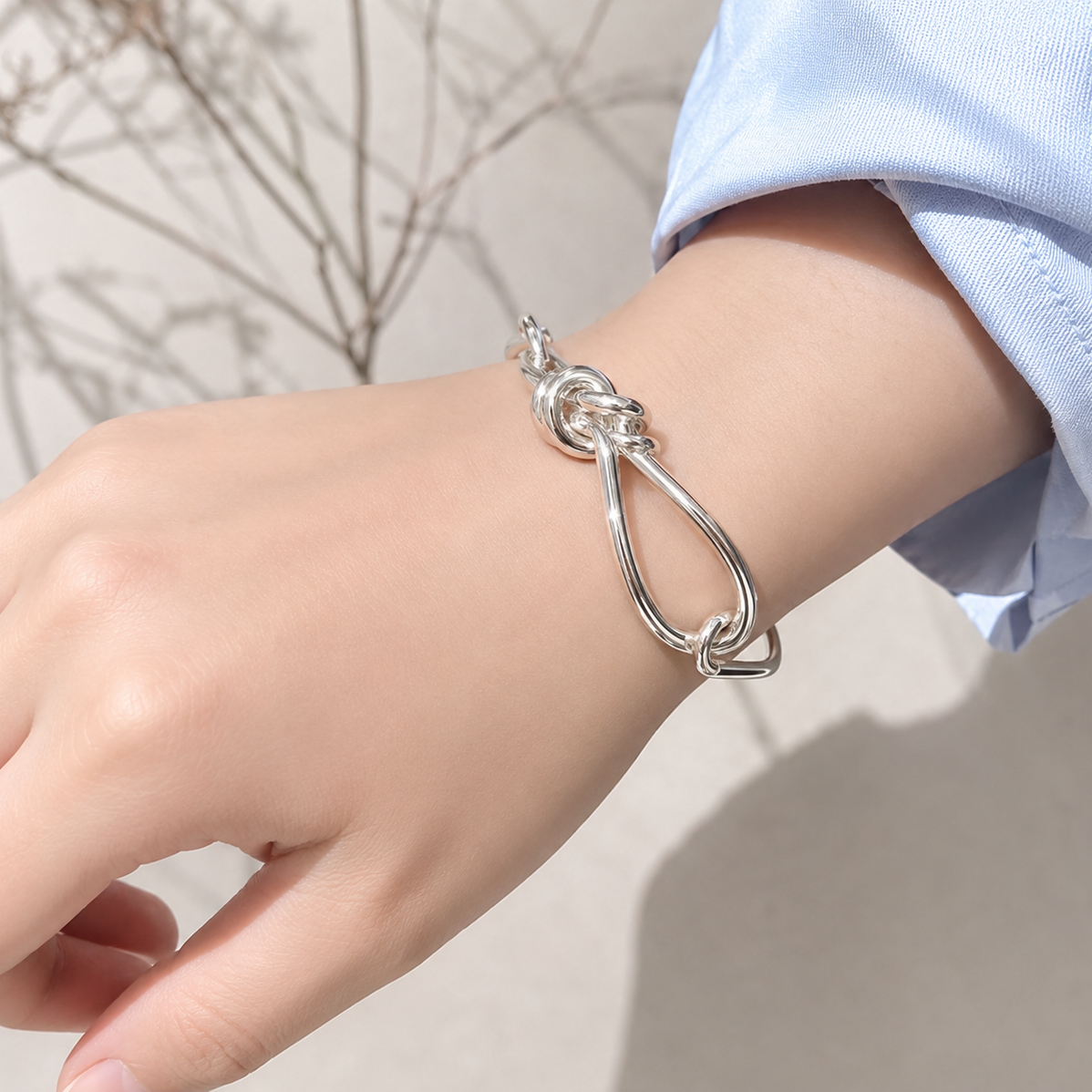 結び目アクセントバングル　シルバー【予約商品】