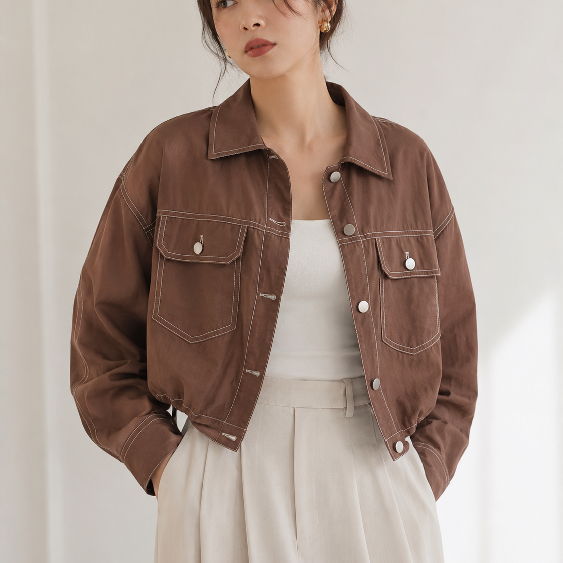 シアーステッチショートジャケット