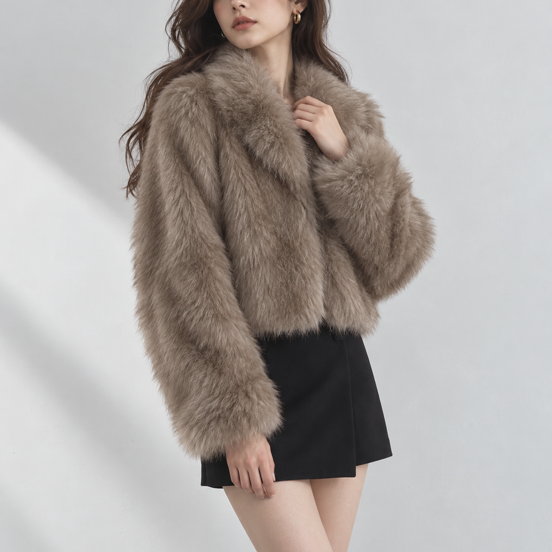 ミックスフェイクファー ショートブルゾン【予約商品】