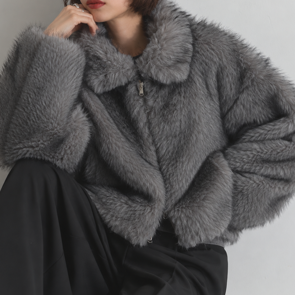 ミックスフェイクファー ショートブルゾン【予約商品】
