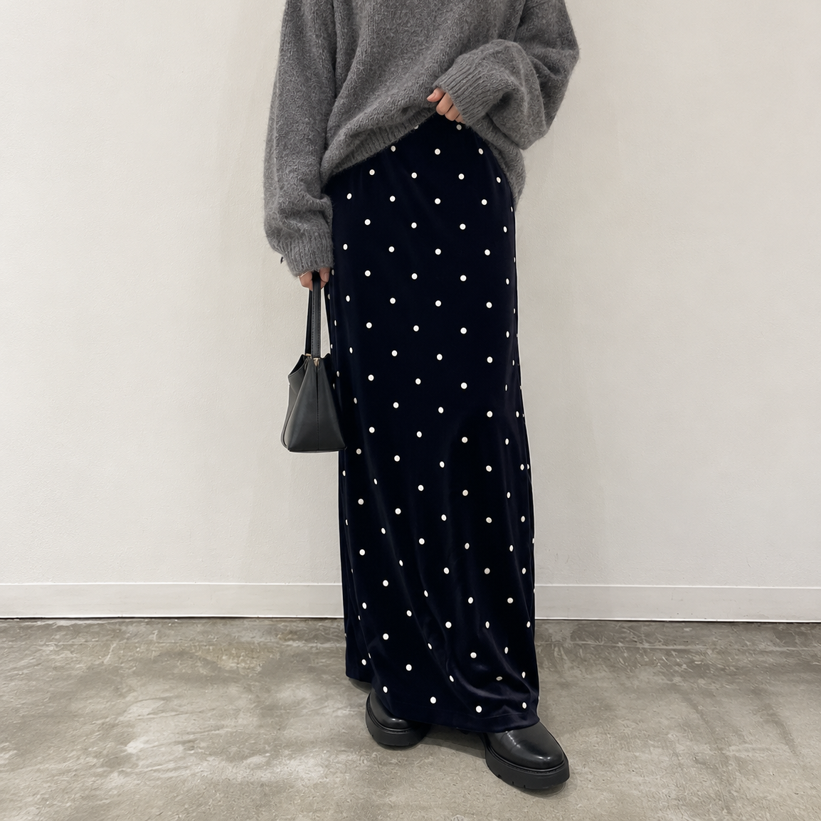ドットベロア ロングスカート【予約j商品】