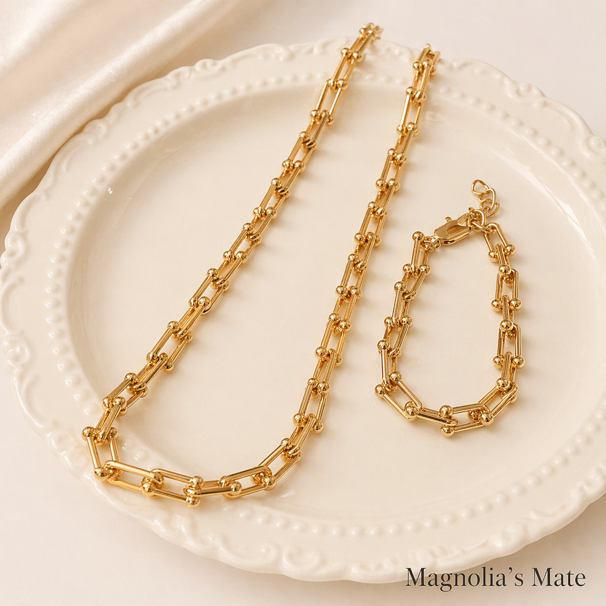 チェーンネックレス＆ブレスレットSet　ゴールド/シルバー 【予約商品】