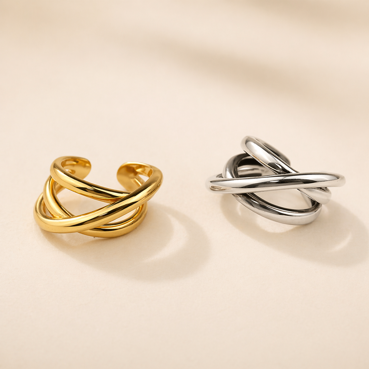 Cross Layered Ring Gold/Silver [Fast Shipping]
