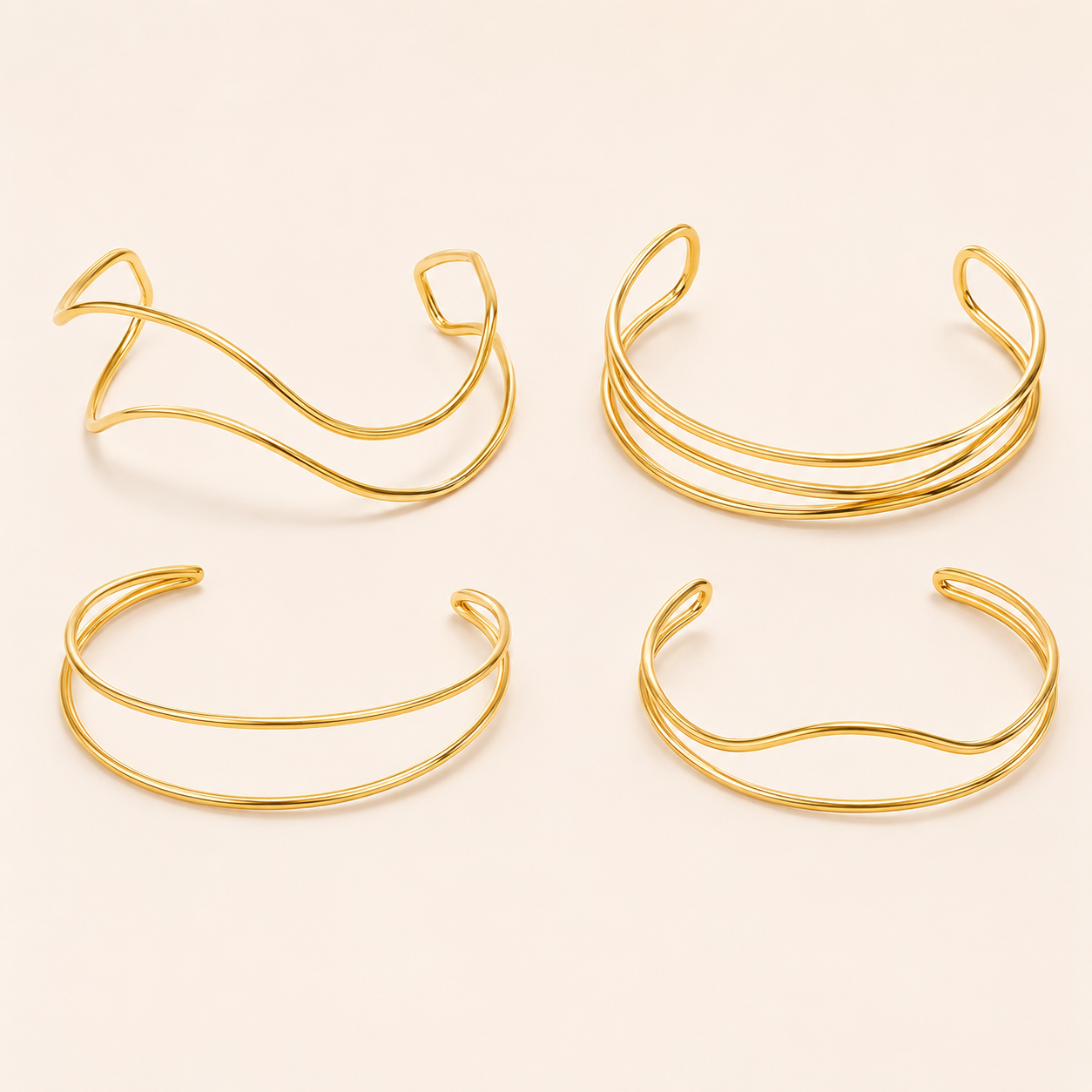 ボリュームカーブバングル　ゴールド４種【予約商品】