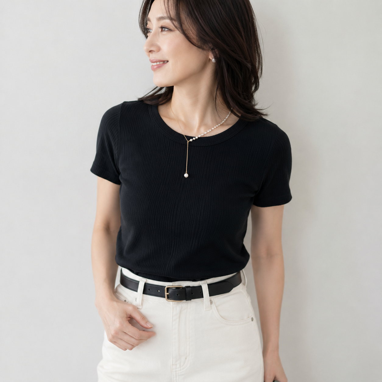 Asymmetrical freshwater pearl necklace gold [Fast delivery]