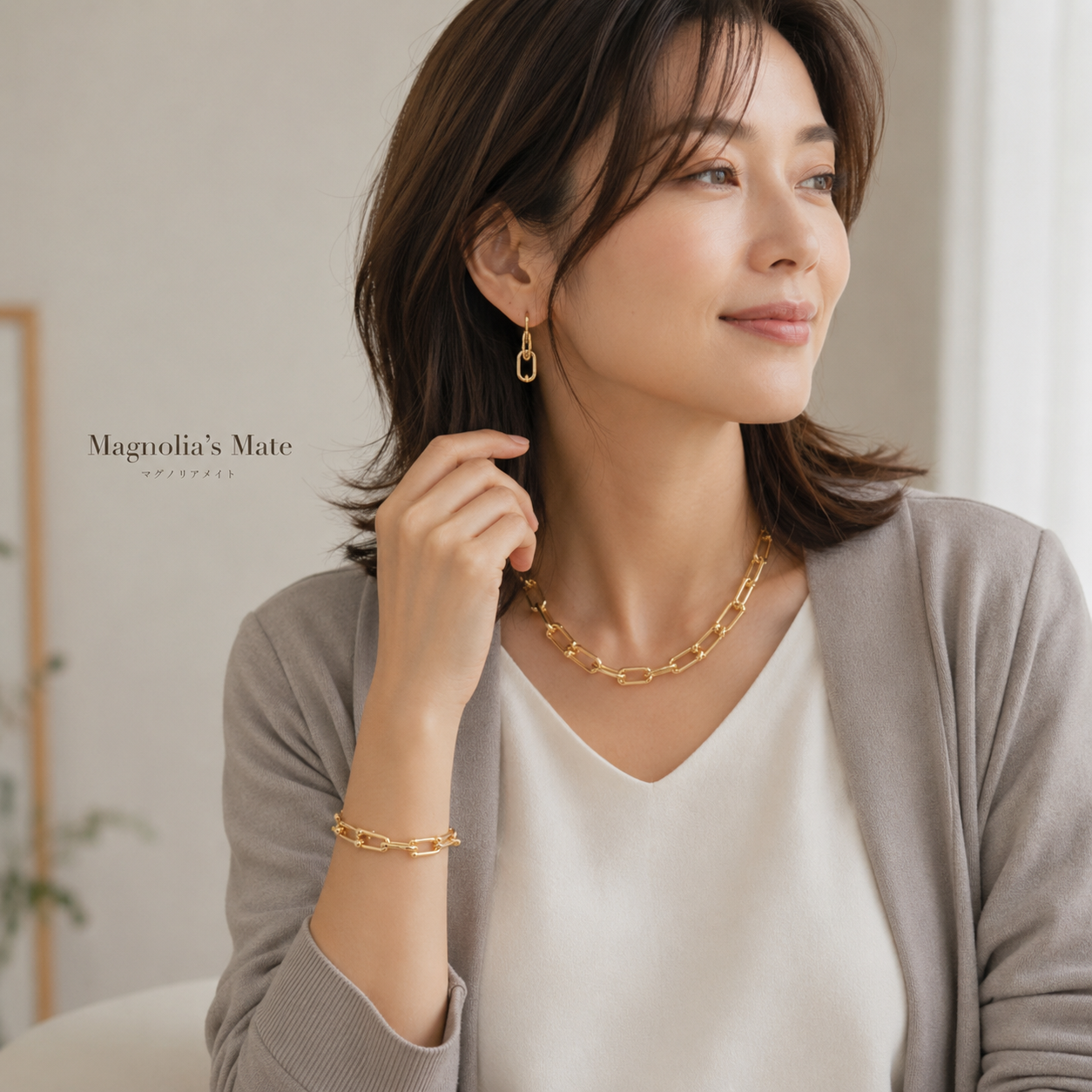 チェーンネックレス＆ブレスレットSet　ゴールド/シルバー 【予約商品】