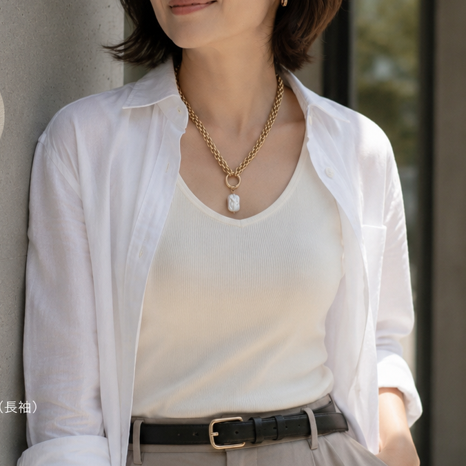 Baroque pearl heavy chain necklace gold/silver [Fast delivery]