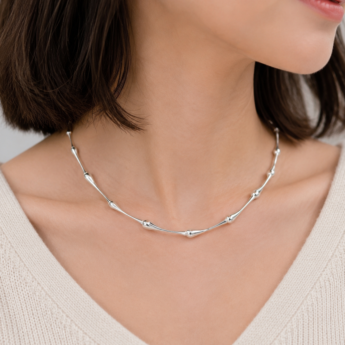Fishbone Necklace Silver [Fast Shipping]