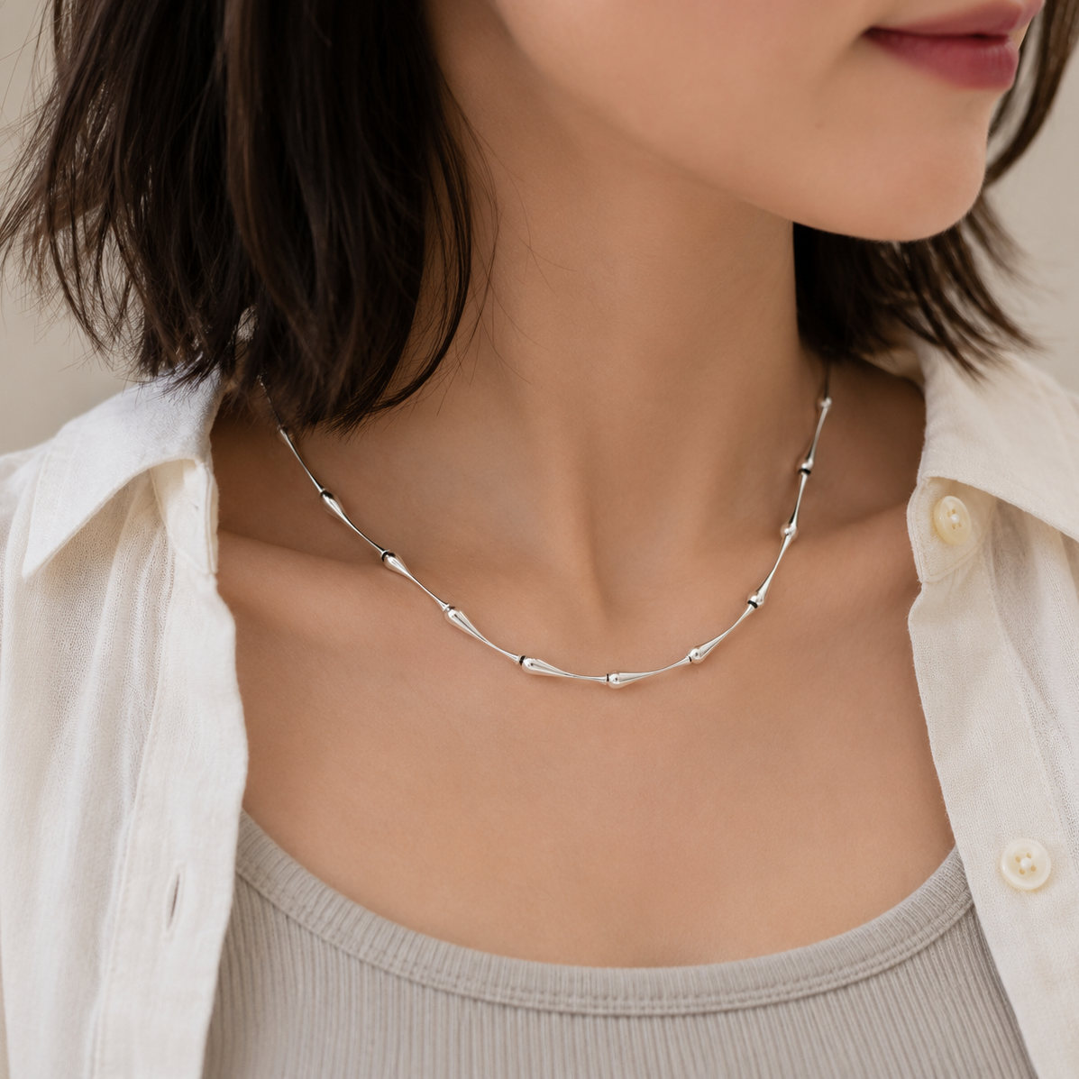 Fishbone Necklace Silver [Fast Shipping]