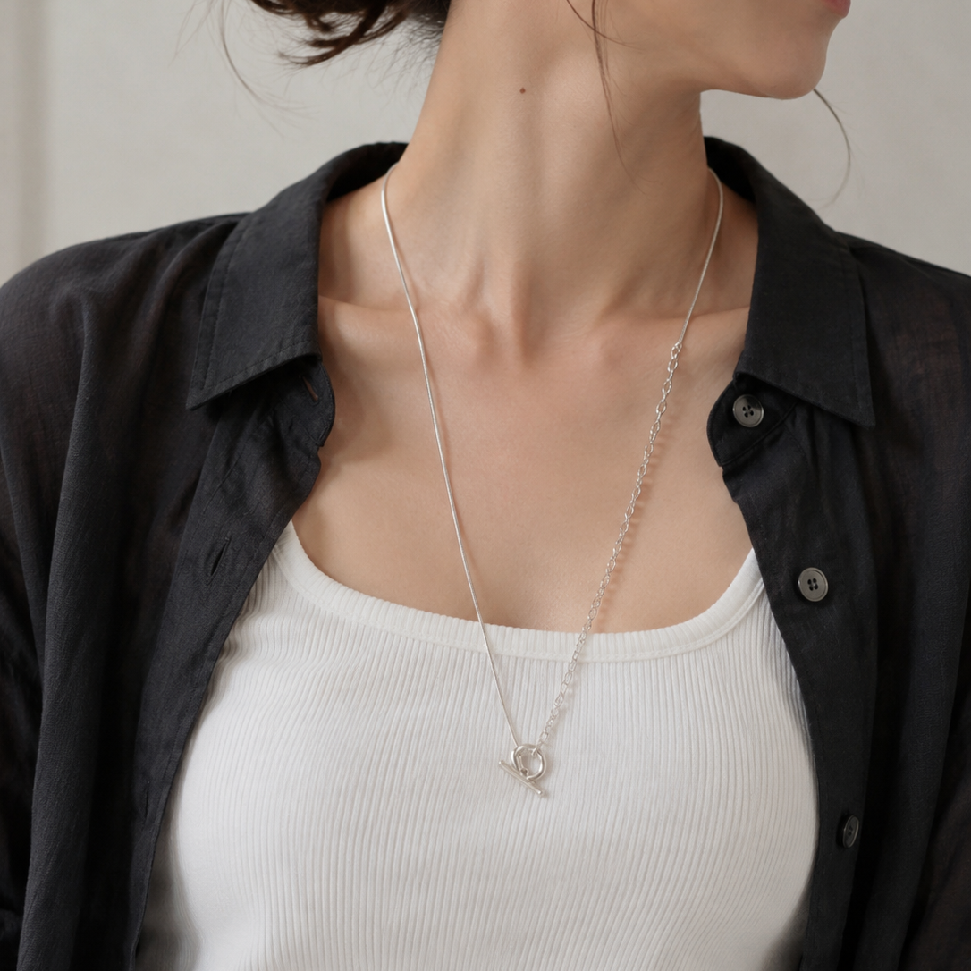 Multi Snake &amp; Chain Necklace Silver [Fast Shipping]