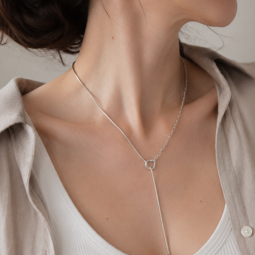 Multi Snake &amp; Chain Necklace Silver [Fast Shipping]