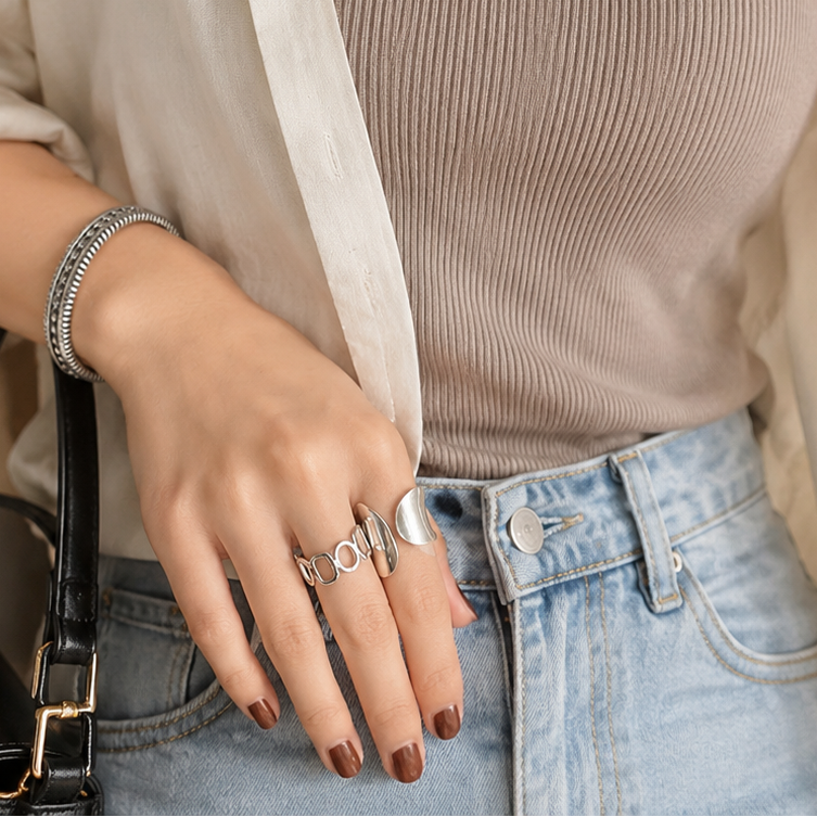 Geometric open ring, silver [Fast delivery]