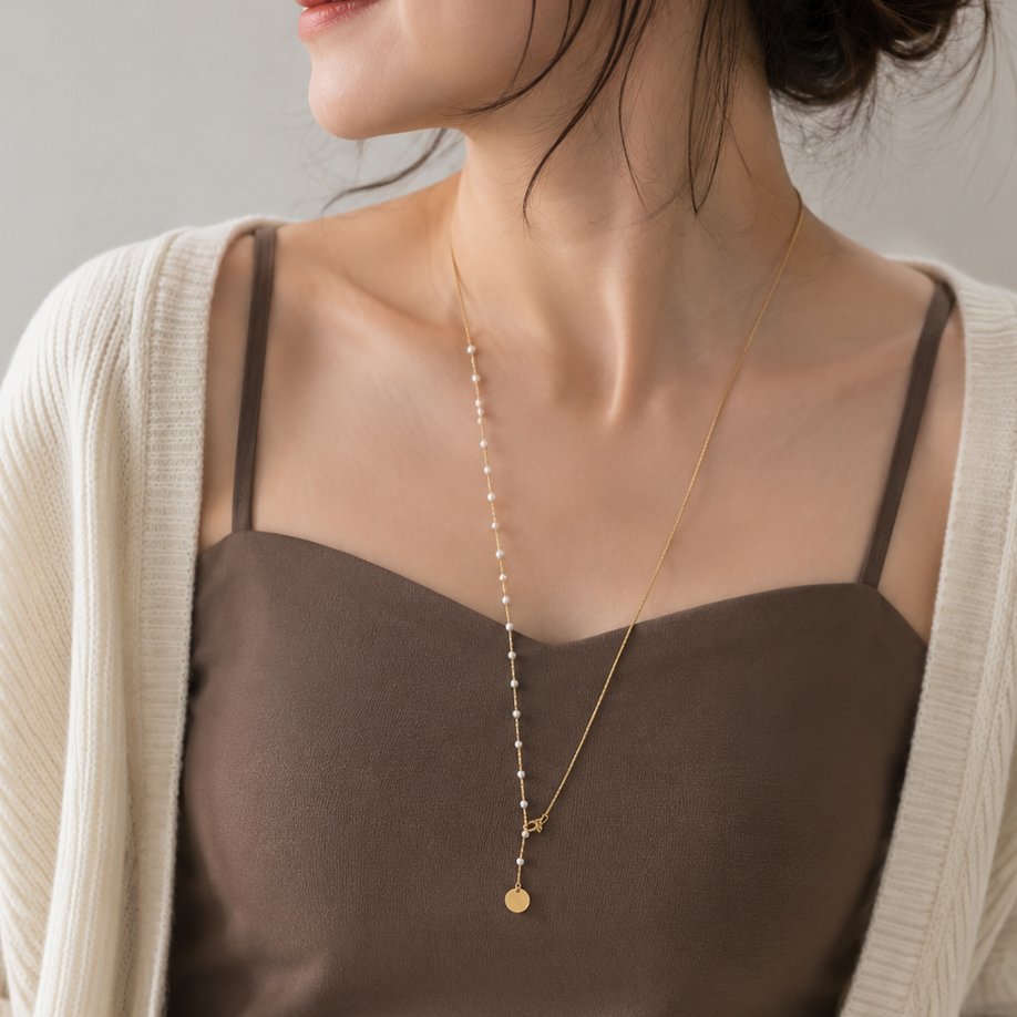 Asymmetrical 3-way necklace, gold [Fast delivery]