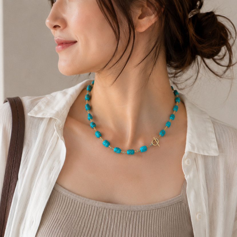 Turquoise choker necklace [Fast delivery] Scheduled to ship in mid-June