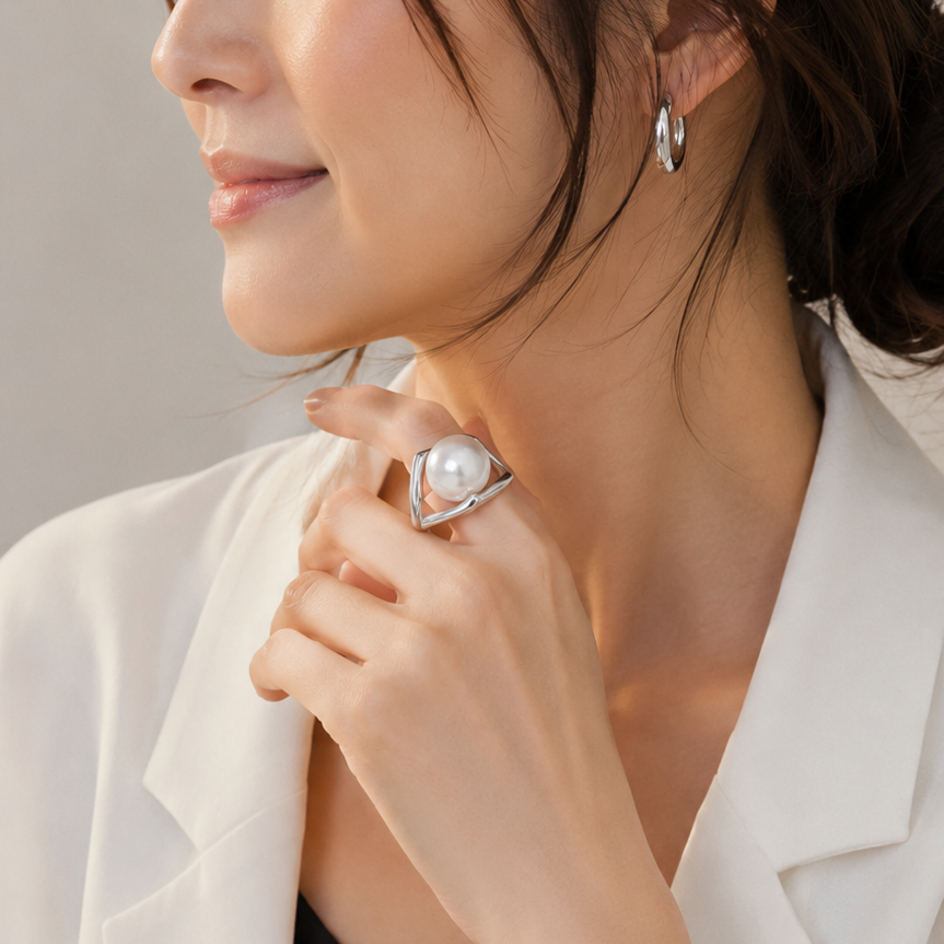 Drop pearl ring [Fast delivery]