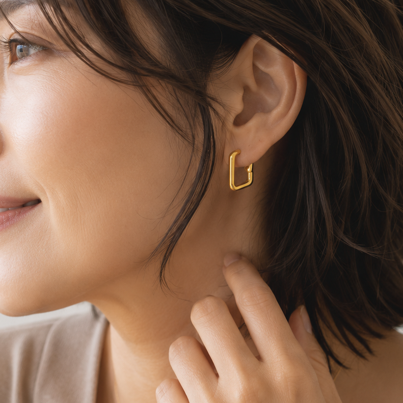 Distorted Hoop Earrings Silver [Fast Shipping]
